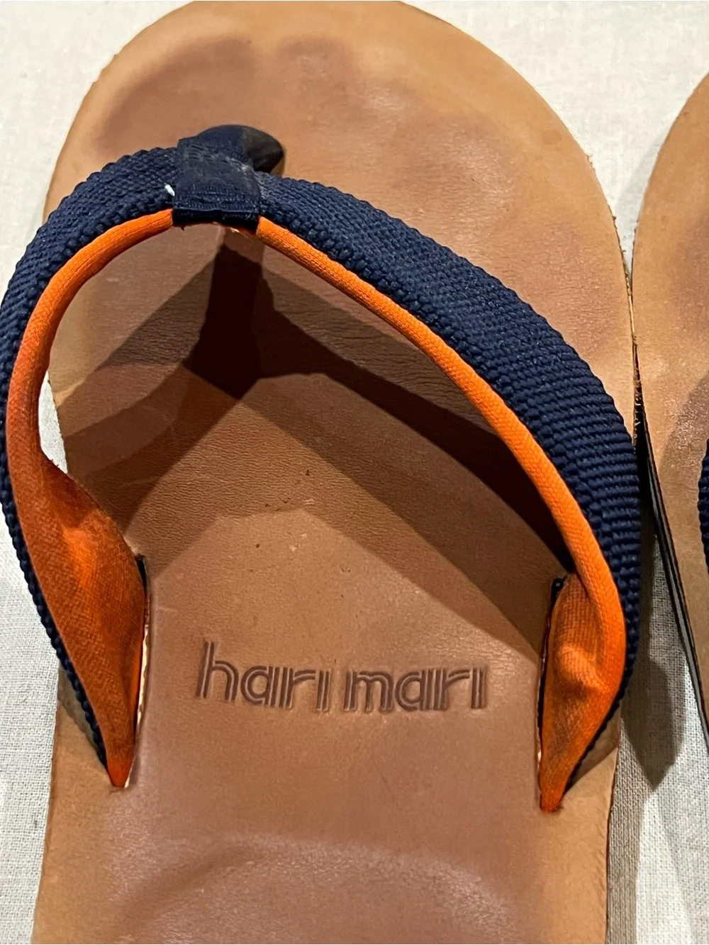 Hari Mari Scouts Nubuck Leather Flip Flops With Nylon Webbing Strap Men’s 13/14